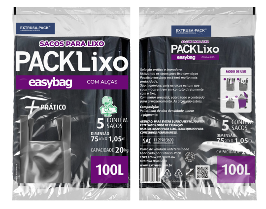 SACO PLASTICO EASY BAG EMBALADO 100 Litros FarDo com 20 rolos (05 UN por PACOTES)