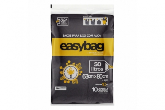 SACO PLASTICO EASY BAG EMBALADO 50 Litros FarDo com 20 rolos (10 UN por rolo)