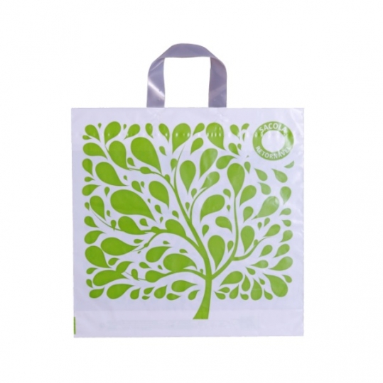 SACOLA RETORNAVEL FOLHAS 40 X 40 + 5 ALCA-FITA - CX.250UN **